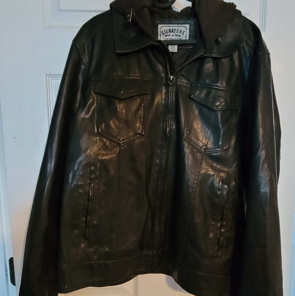 Men's Levi's hooded leather jacket